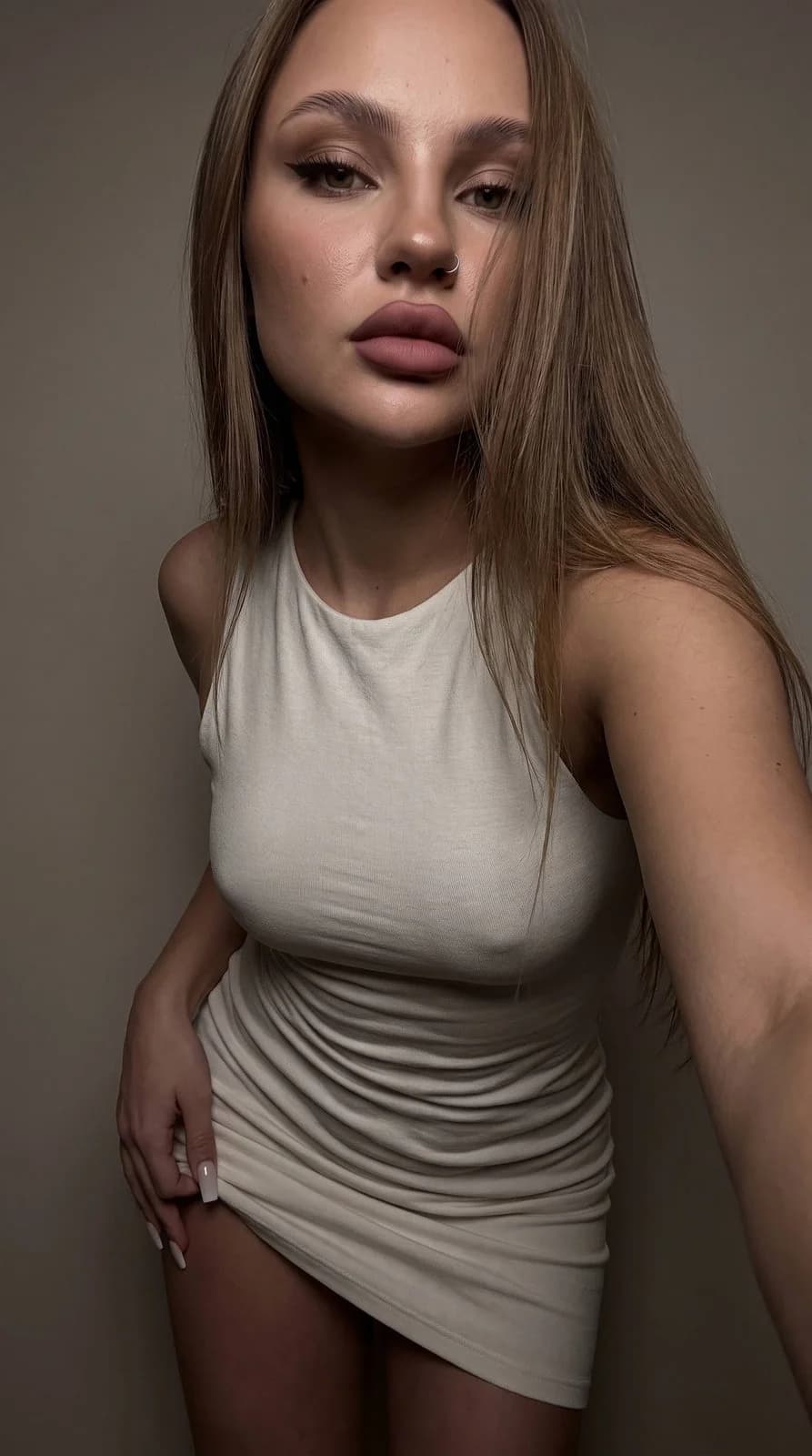 Minimalist Milk Dress Selfie