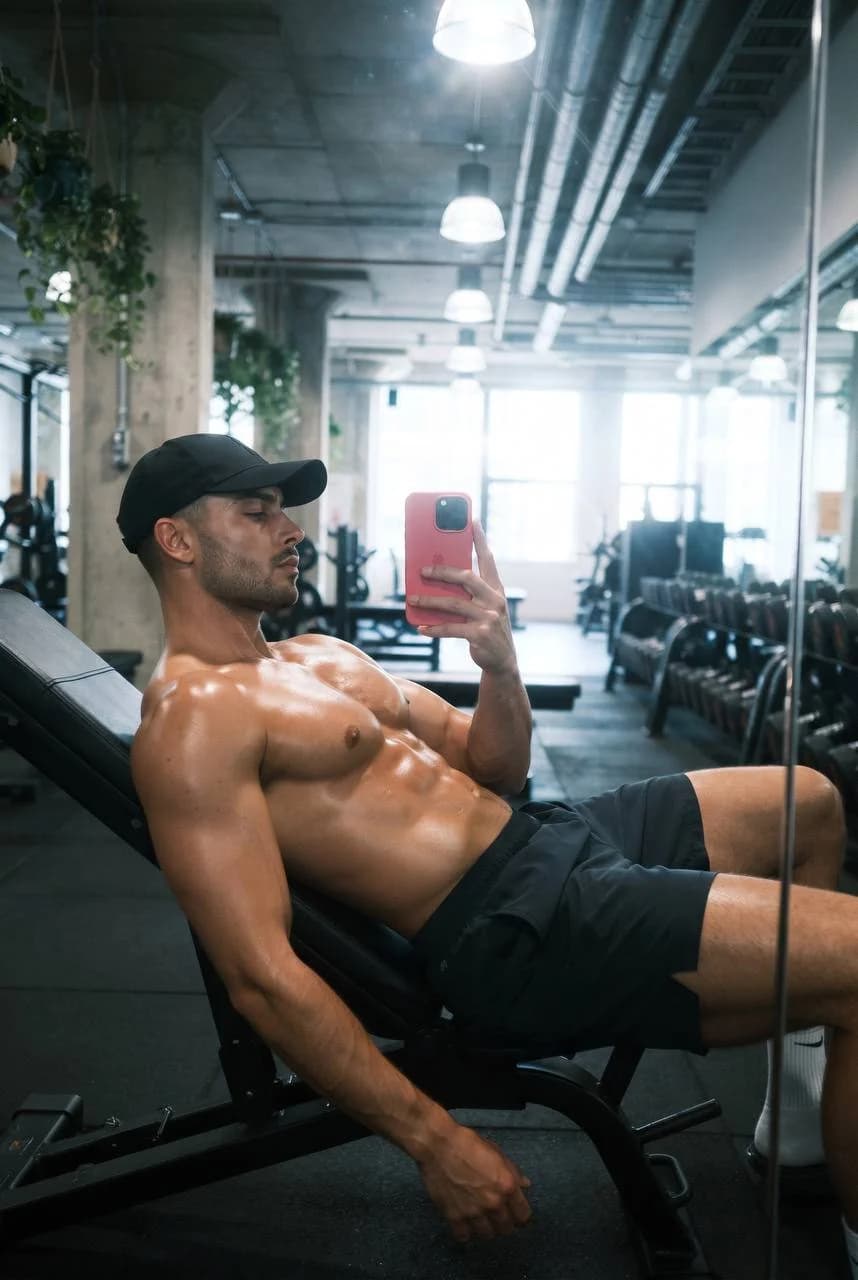 Industrial Gym Bench Selfie