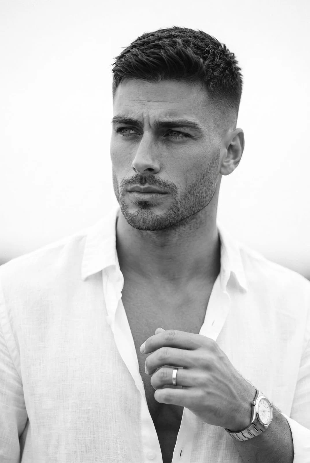 Pensive Monochrome Linen Portrait