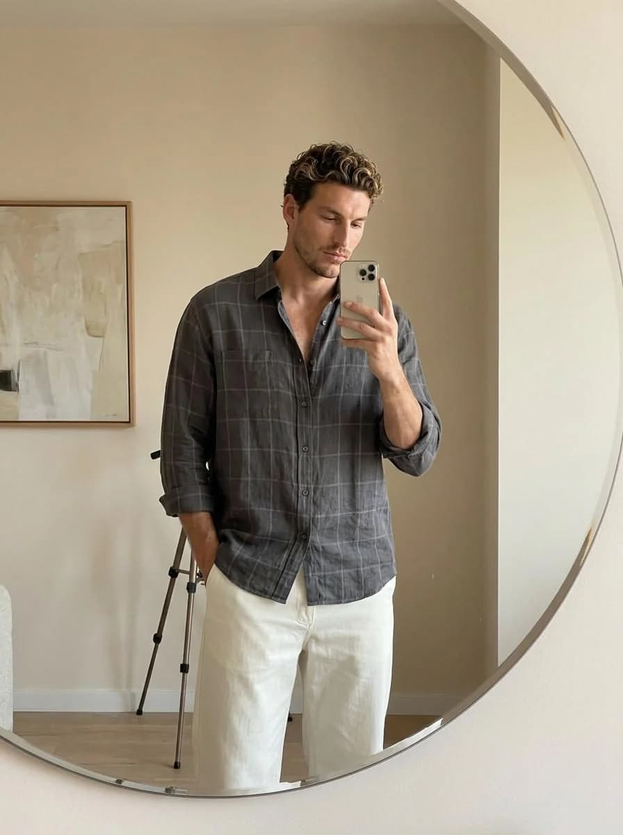 Minimalist Linen Mirror Portrait